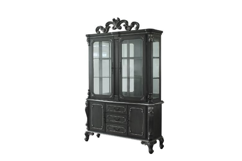 Charcoal finish decorative carvings hutch & buffet w/ touch light by Acme