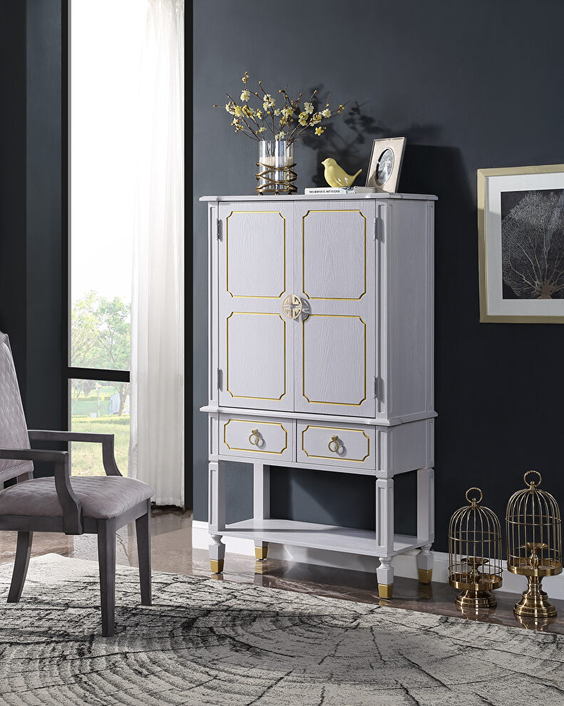 Pearl gray finish perfect modern design curio cabinet by Acme