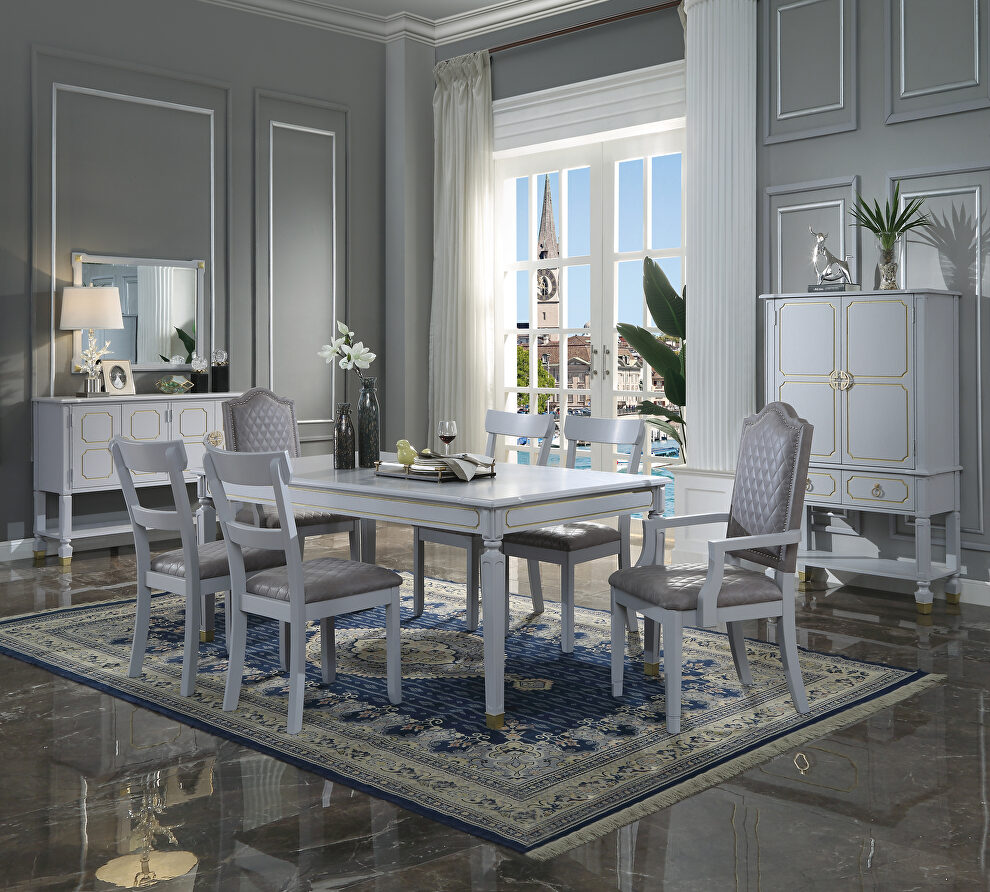 Pearl gray finish perfect modern design dining table by Acme