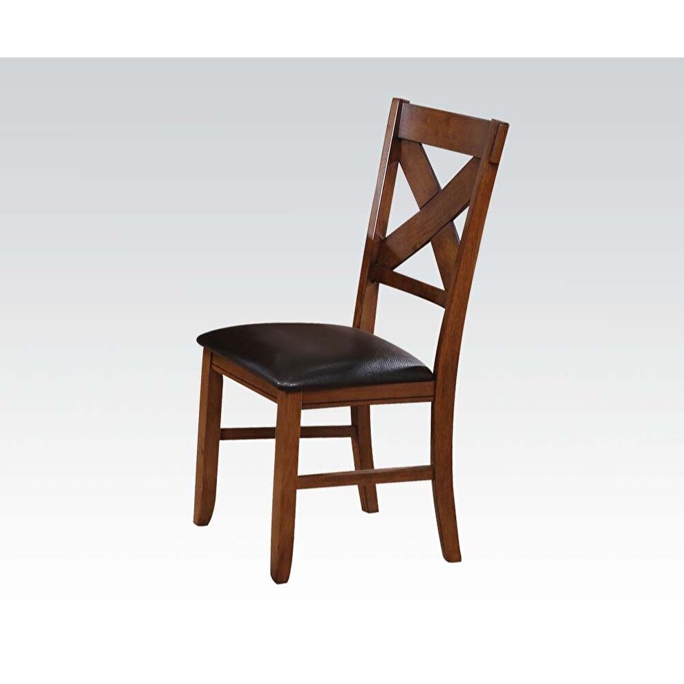 Espresso pu & walnut side chair by Acme