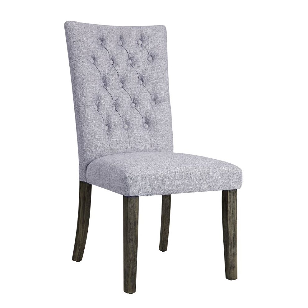 Gray linen & gray oak side chair by Acme