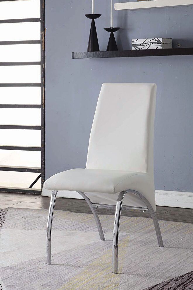 White pu & chrome side chair by Acme