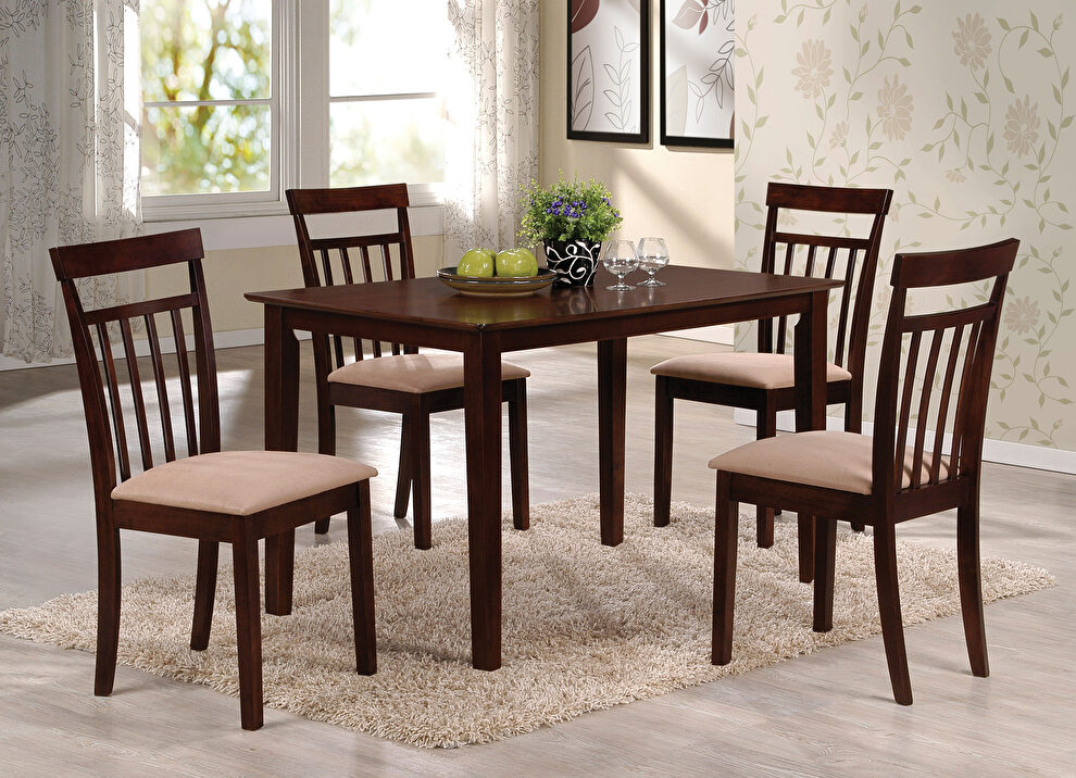Espresso finish & microfiber 5pieces pack dining set by Acme