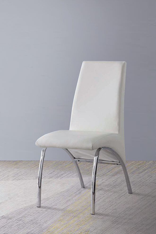 White faux leather padded seat & back dinind chair by Acme