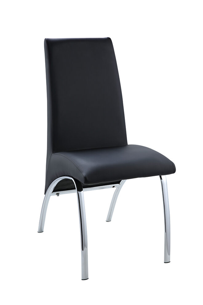 Black faux leather padded seat & back dinind chair by Acme