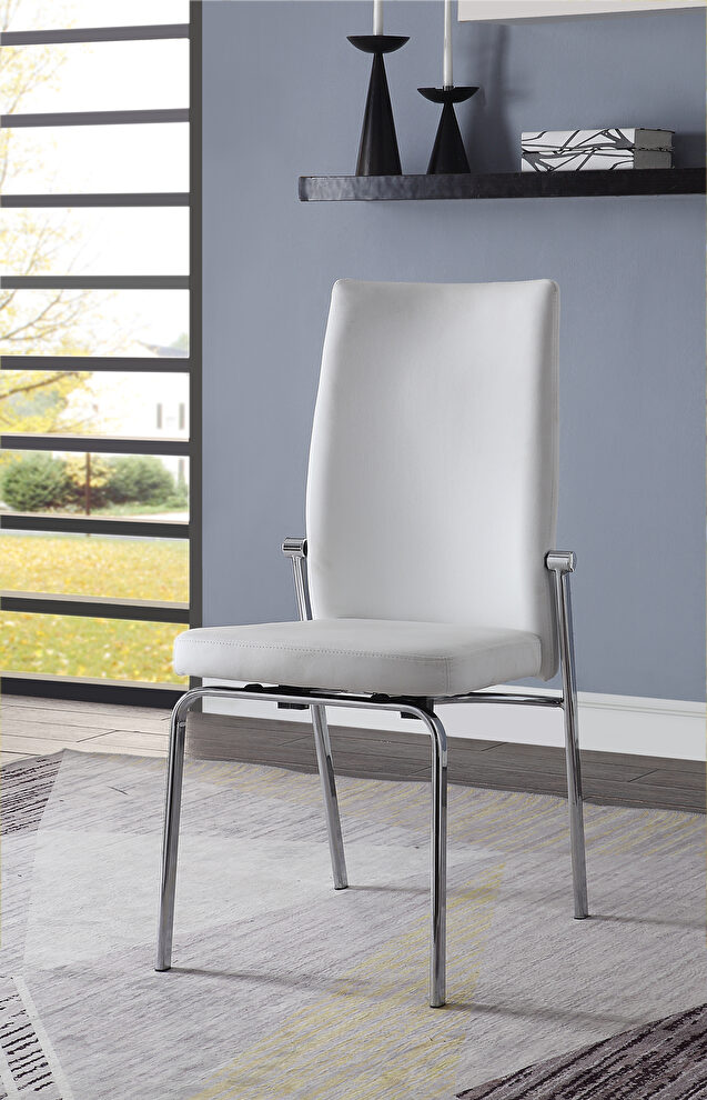 White pu & chrome side chair by Acme