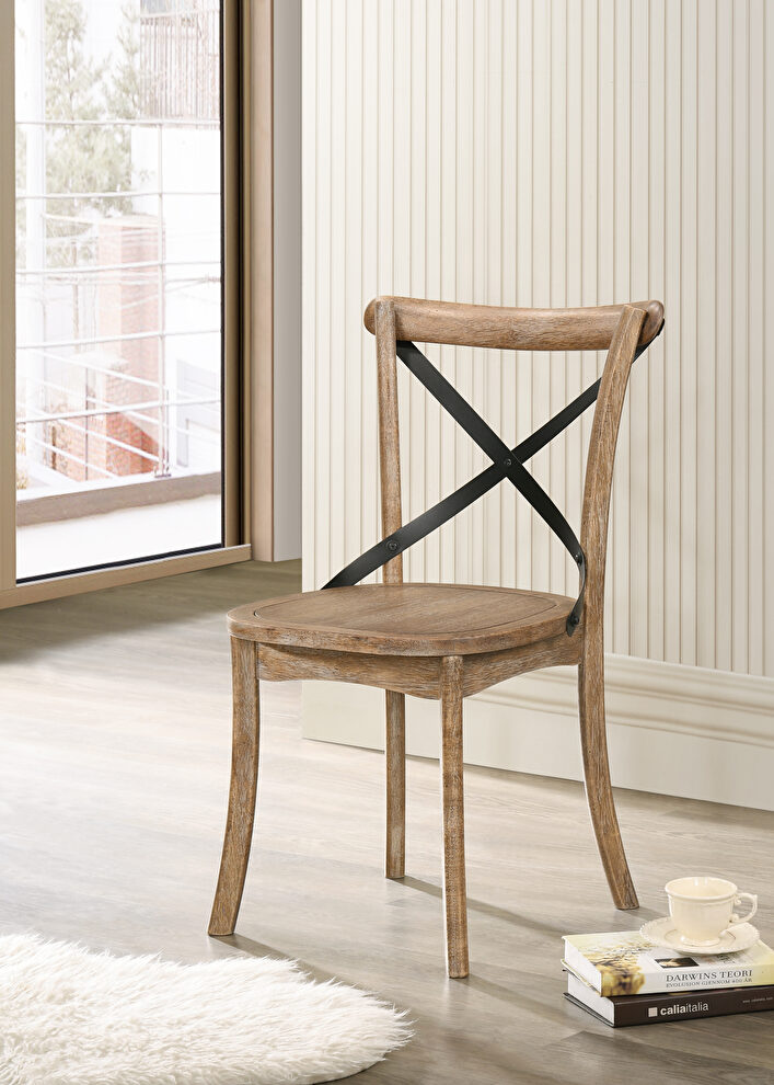 Rustic oak finish side chair by Acme