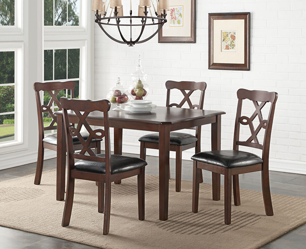 Black pu & espresso 5 pieces pack dining set by Acme