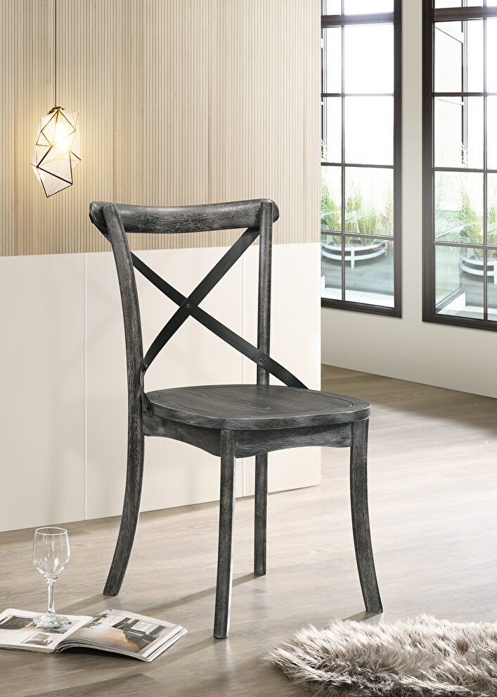 Rustic gray finish side chair by Acme