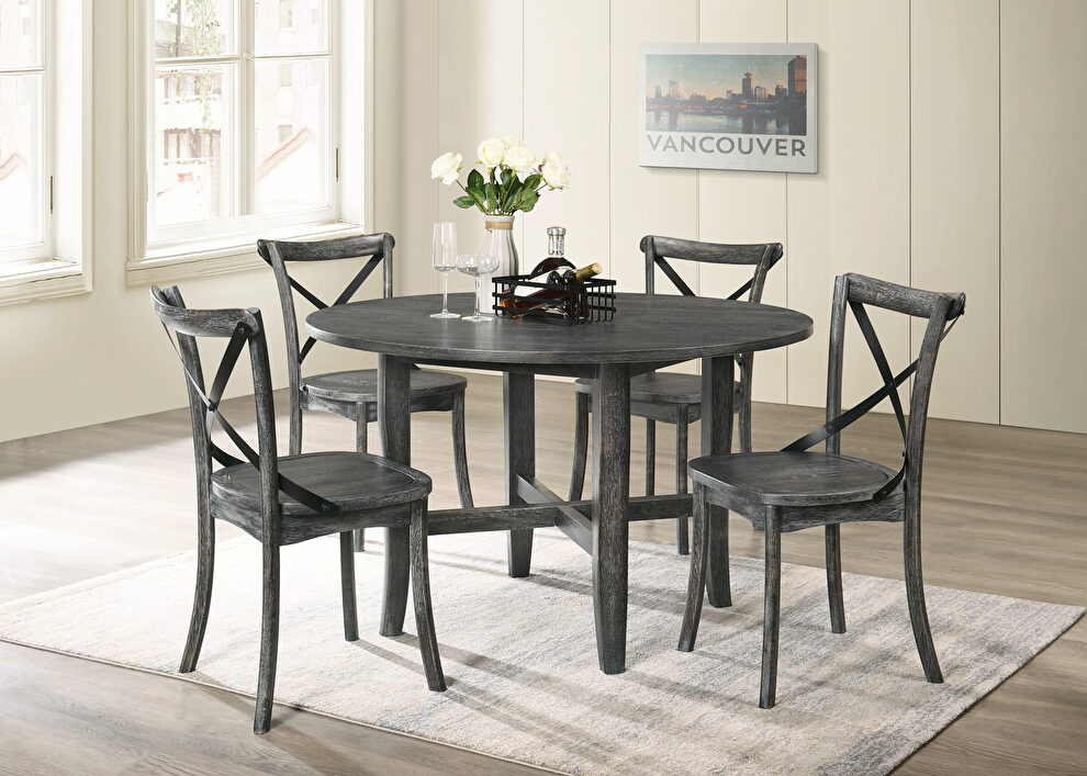 Rustic gray finish dining table by Acme