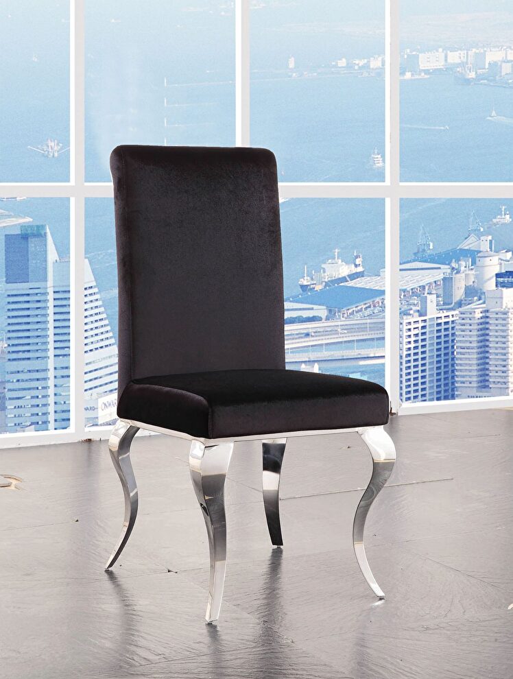 Black fabric & stainless steel side chair by Acme