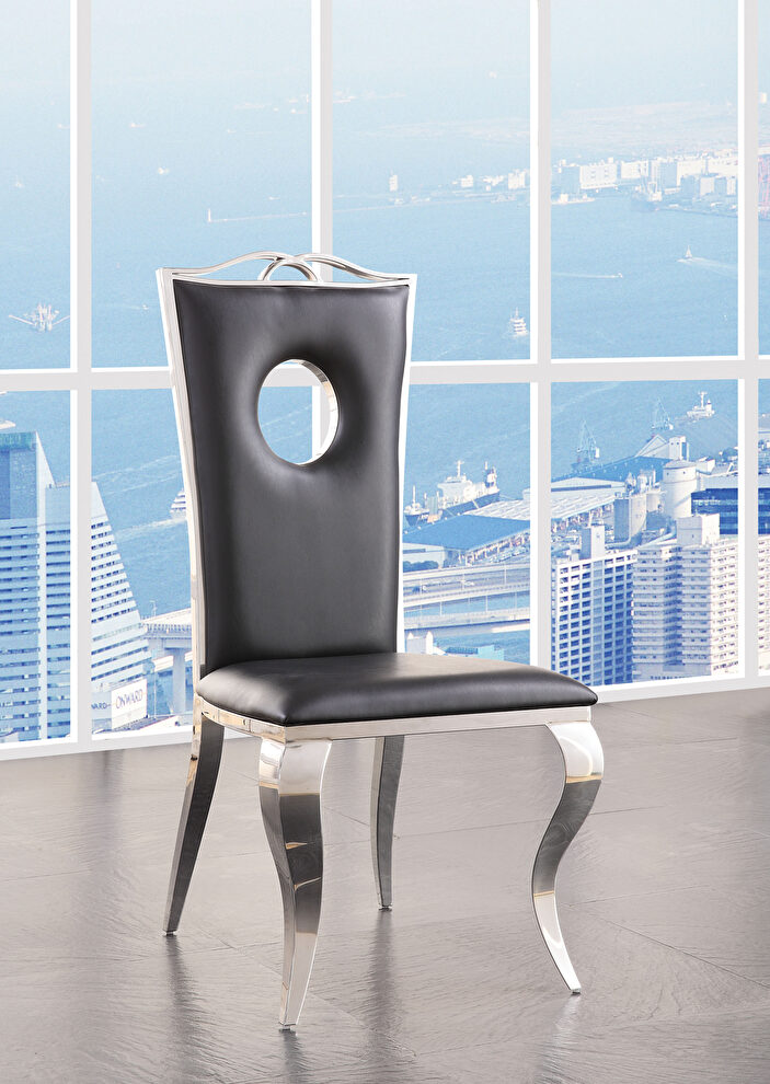 Pu & stainless steel side chair by Acme