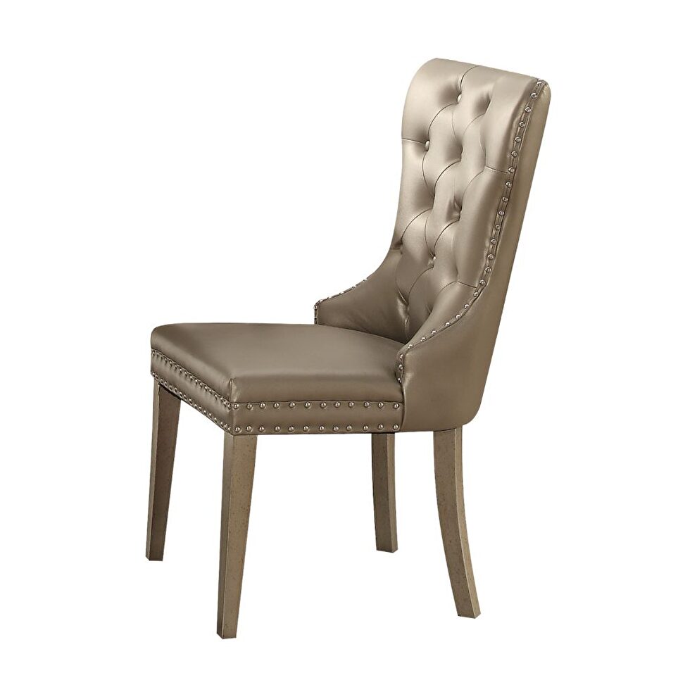Pu & champagne side chair by Acme