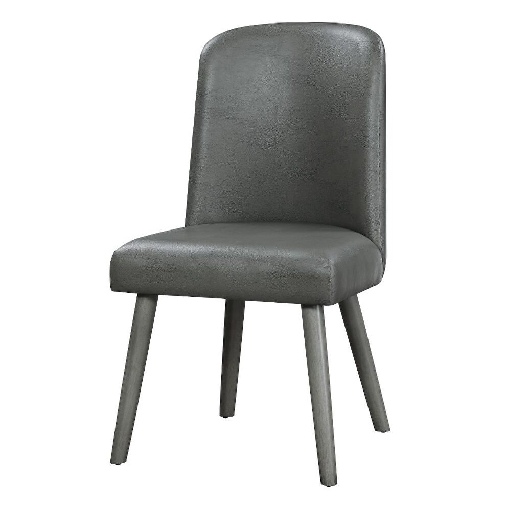 Gray pu & gray oak finish chair by Acme