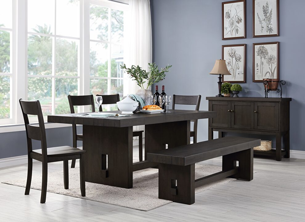 Distressed walnut finish dining table by Acme