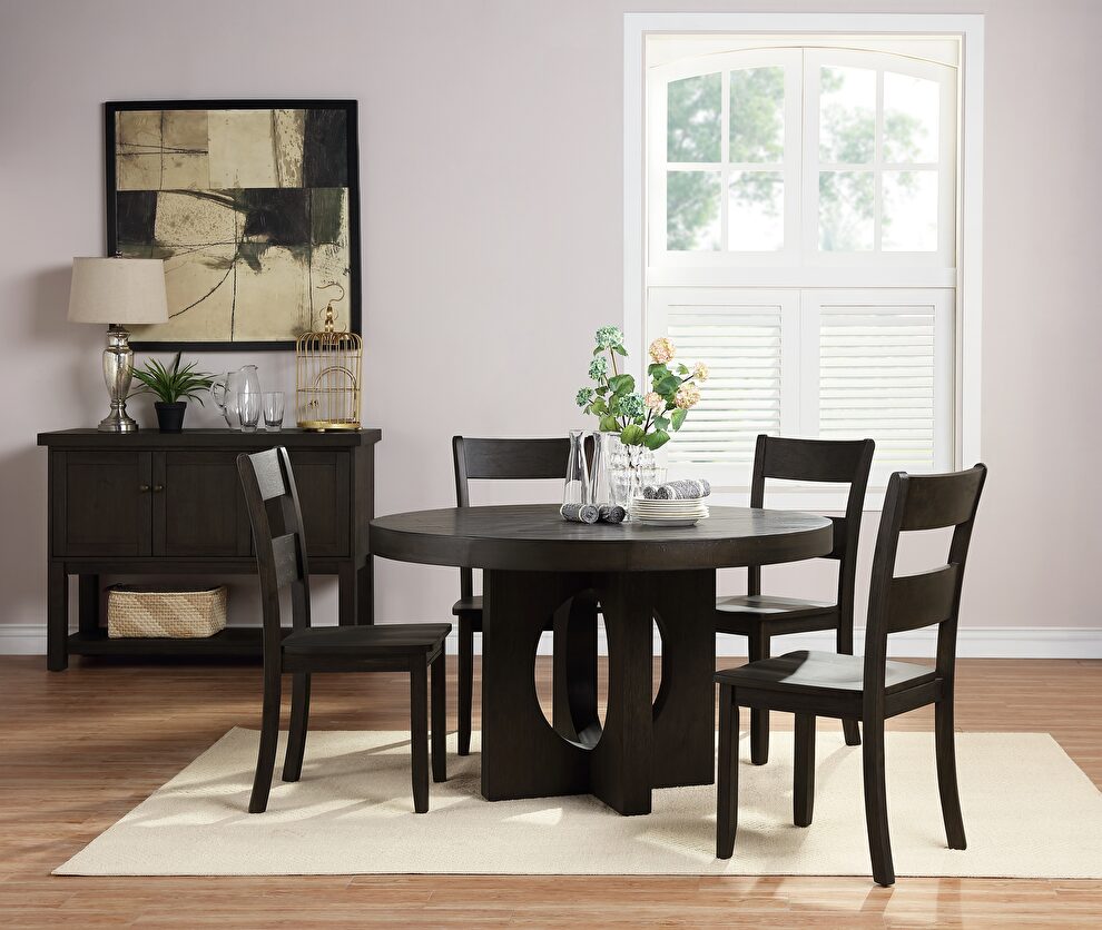 Distressed walnut finish round dining table by Acme