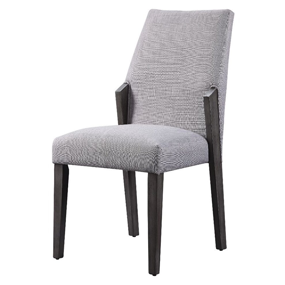 Fabric & gray oak side chair by Acme