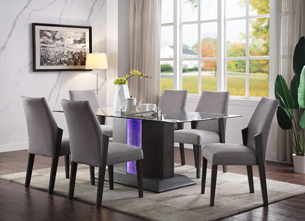 Gray oak & glass top dining table by Acme