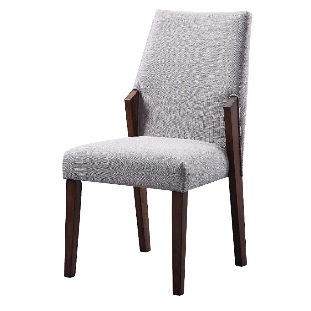Fabric & brown side chair by Acme
