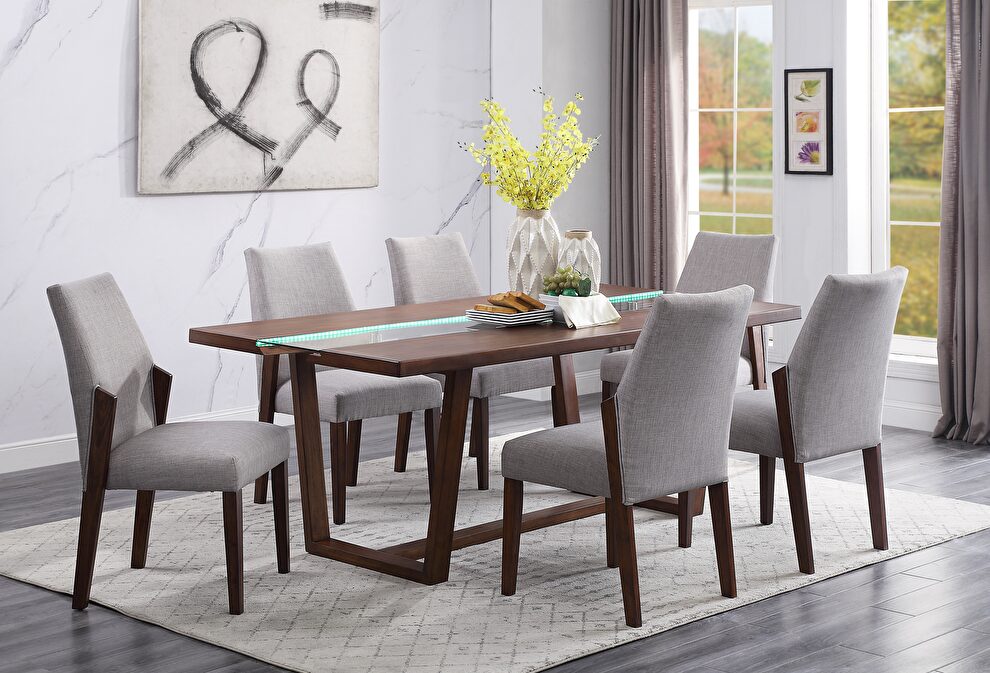Brown finish dining table by Acme