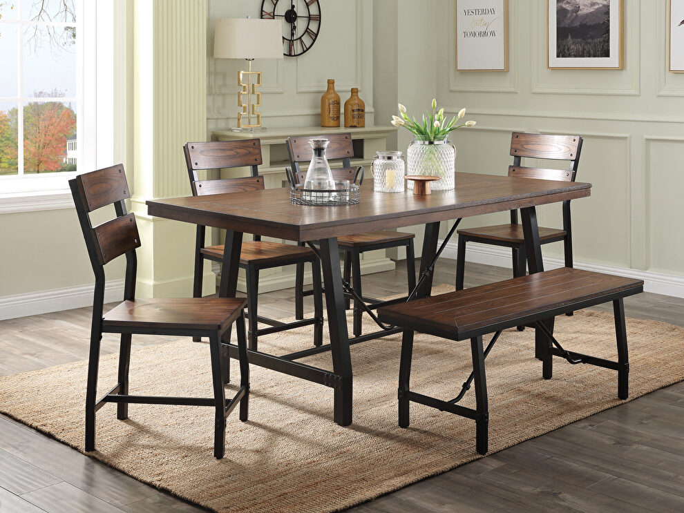 Oak & black finish dining table by Acme