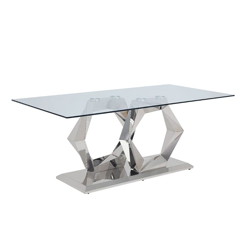 Rectangular glass top dining table w/ chrome base by Acme