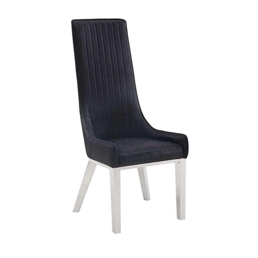 Black pu & stainless steel dining chair by Acme