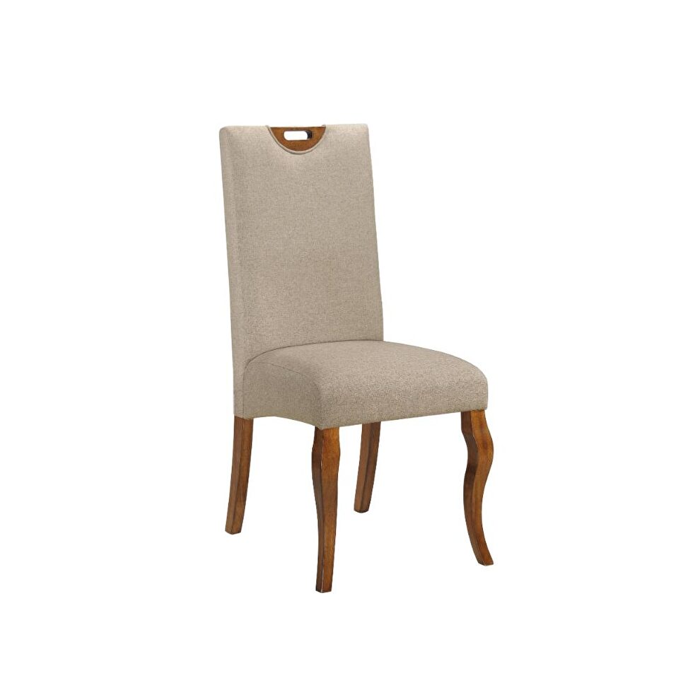 Beige fabric & oak side chair by Acme