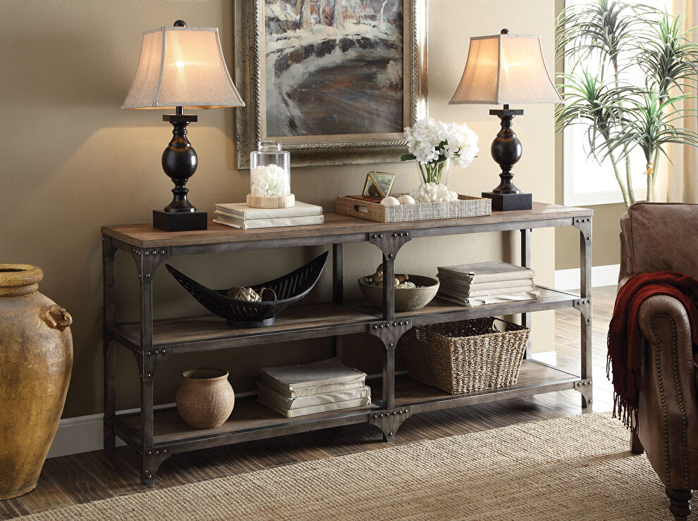 Antique silver and weathered oak console table by Acme