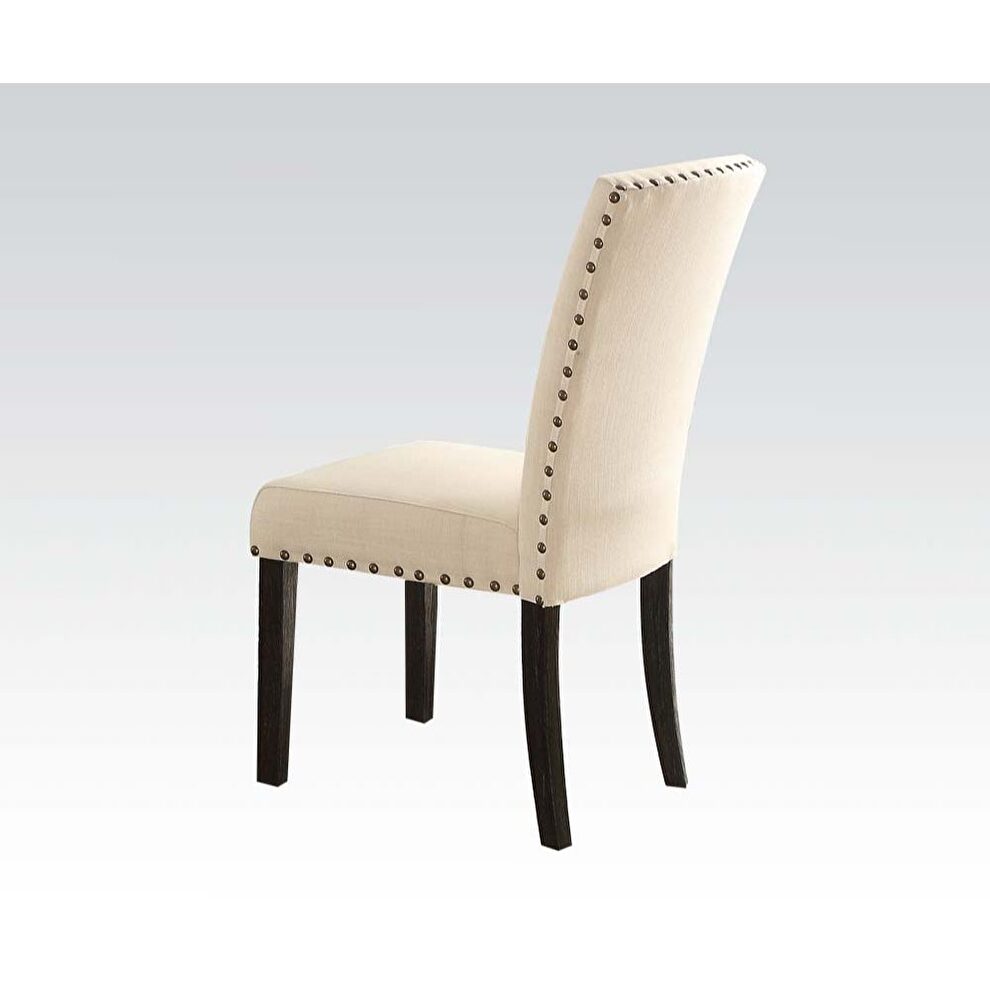 Linen & salvage dark oak side chair by Acme