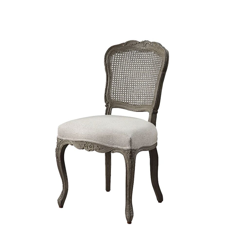 Linen & rustic gray oak side chair (set-2), linen & rustic gray oak by Acme