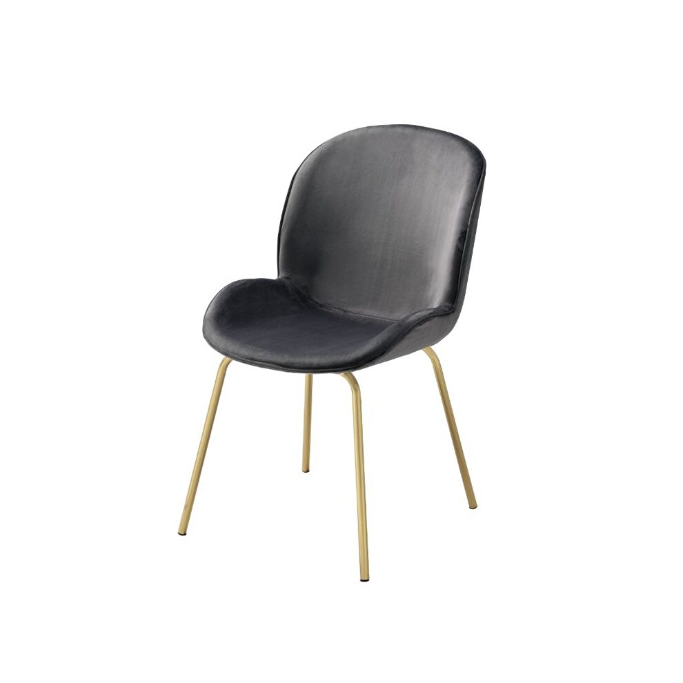 Gray velvet & gold side chair by Acme