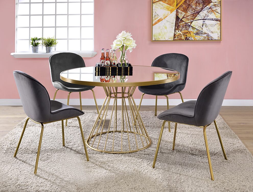 Mirrored & gold dining table by Acme
