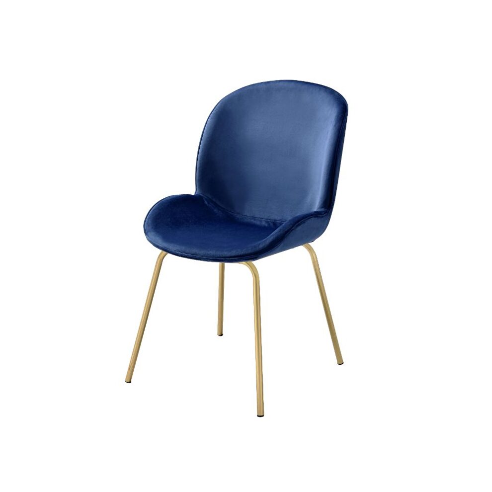 Blue velvet & gold side chair by Acme