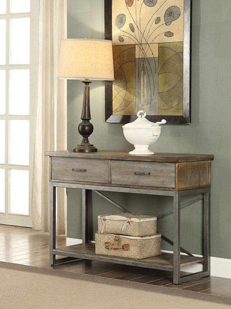 Weathered oak & antique silver finish server by Acme