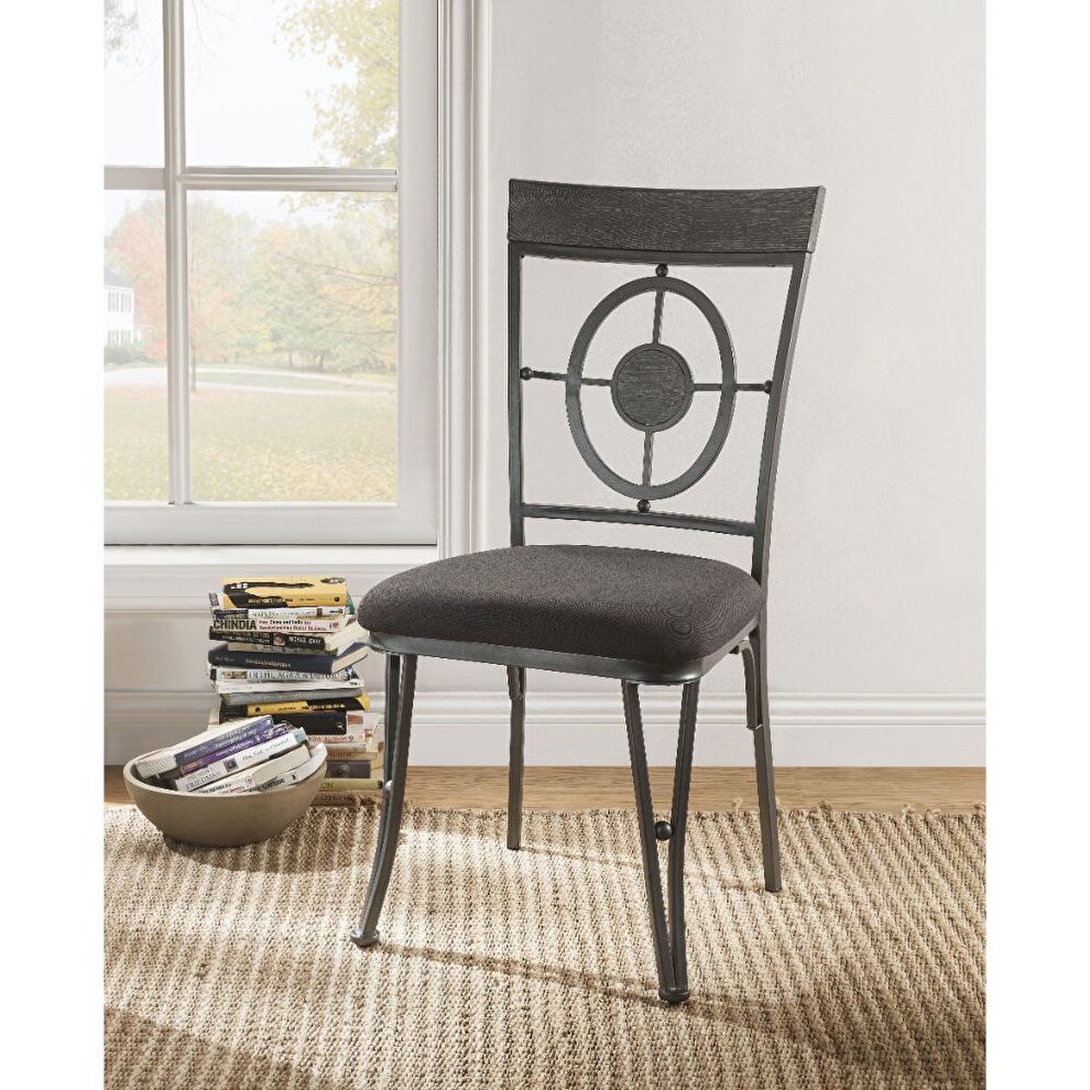 Fabric & gunmetal side chair by Acme