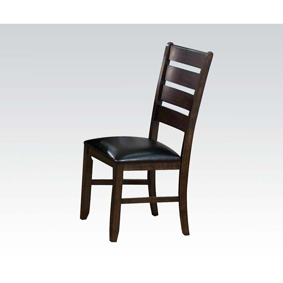 Black pu & espresso finish side chair by Acme