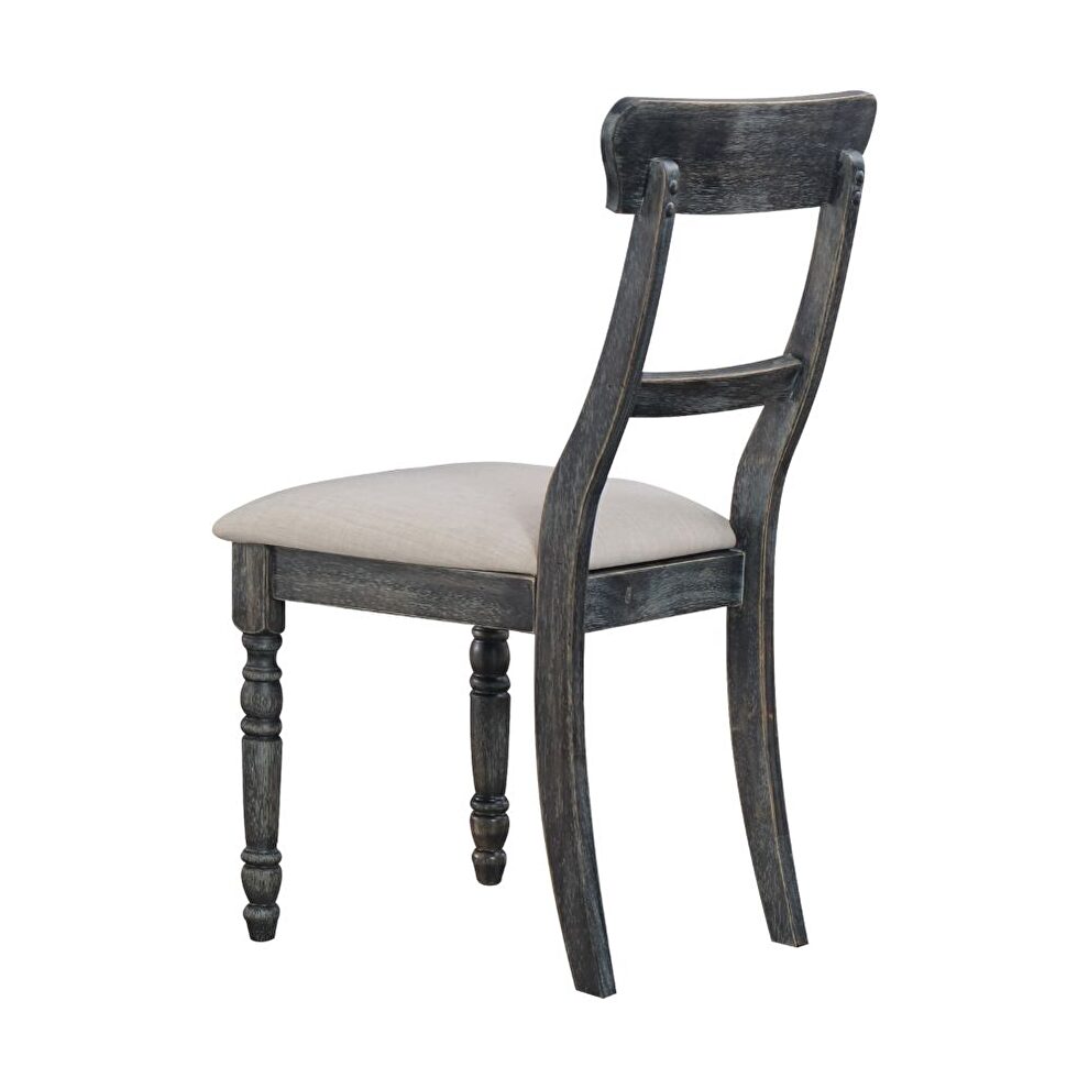 Light brown linen & weathered gray side chair by Acme