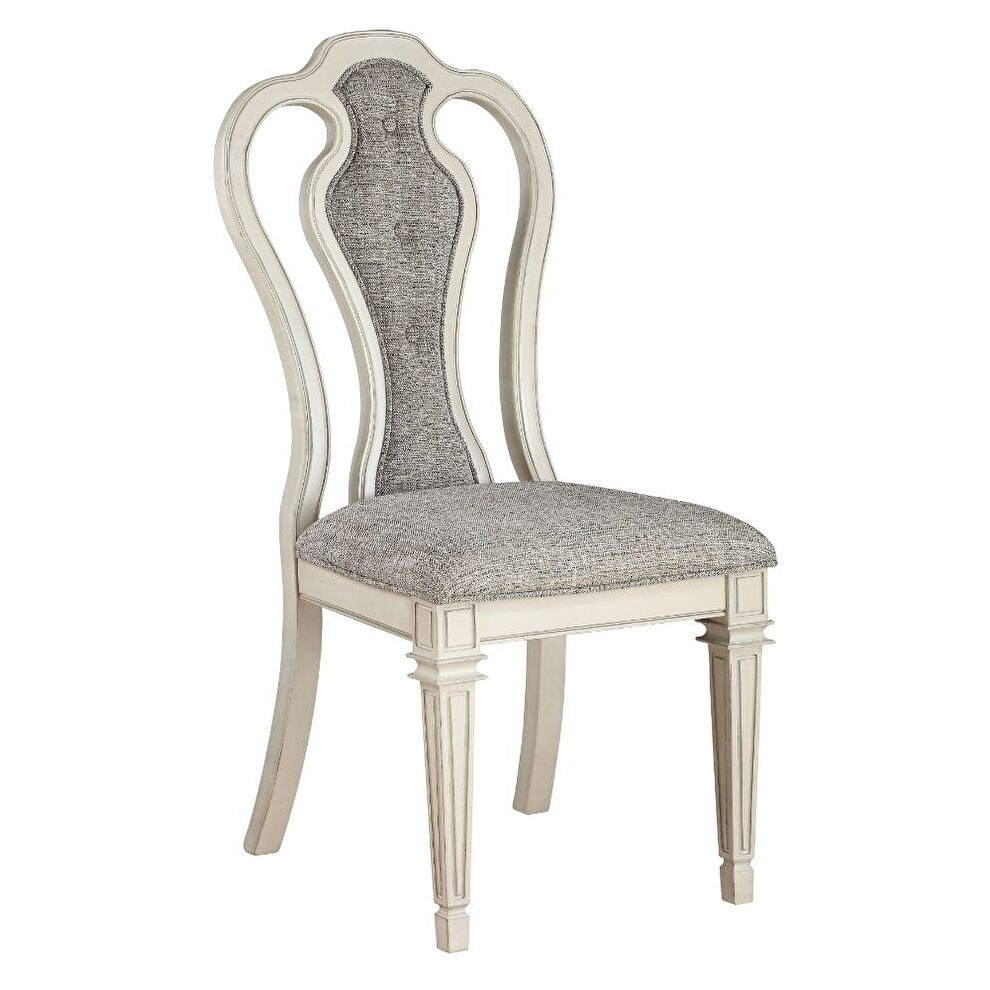 Linen & antique white side chair by Acme