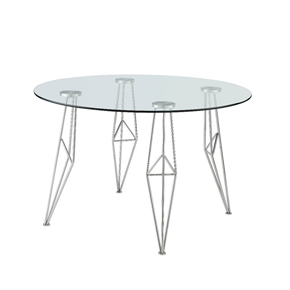 Clear glass & chrome dining table by Acme