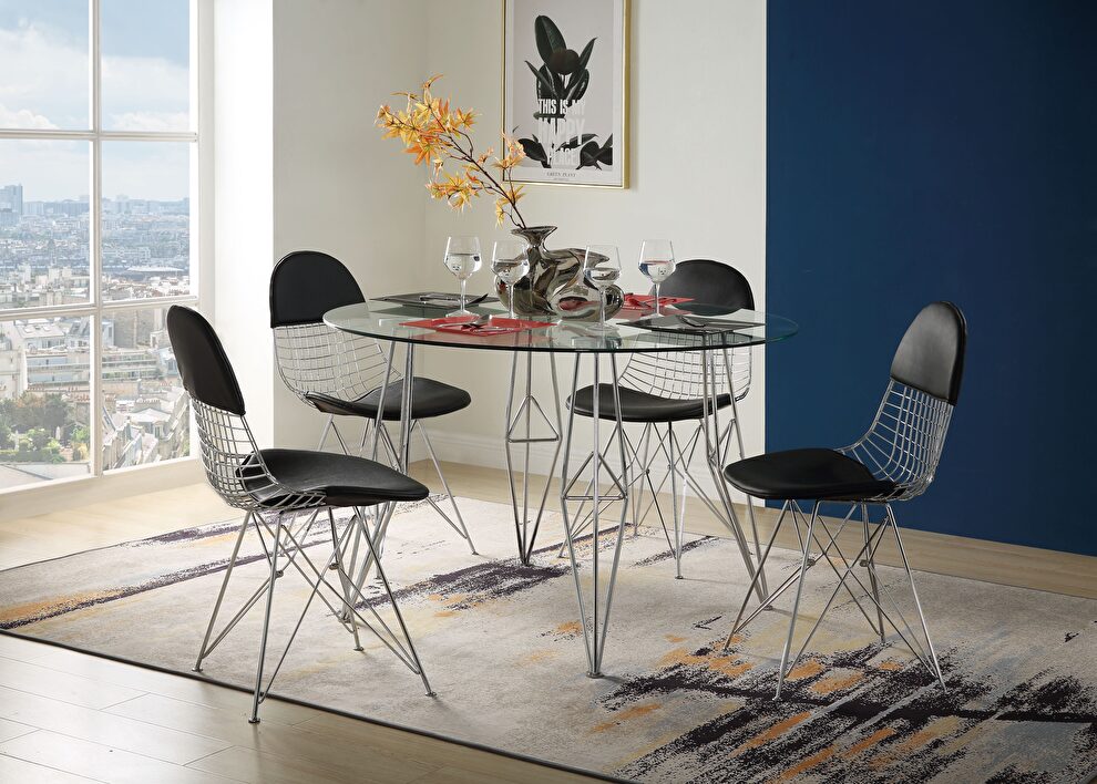 Clear glass & chrome dining table by Acme
