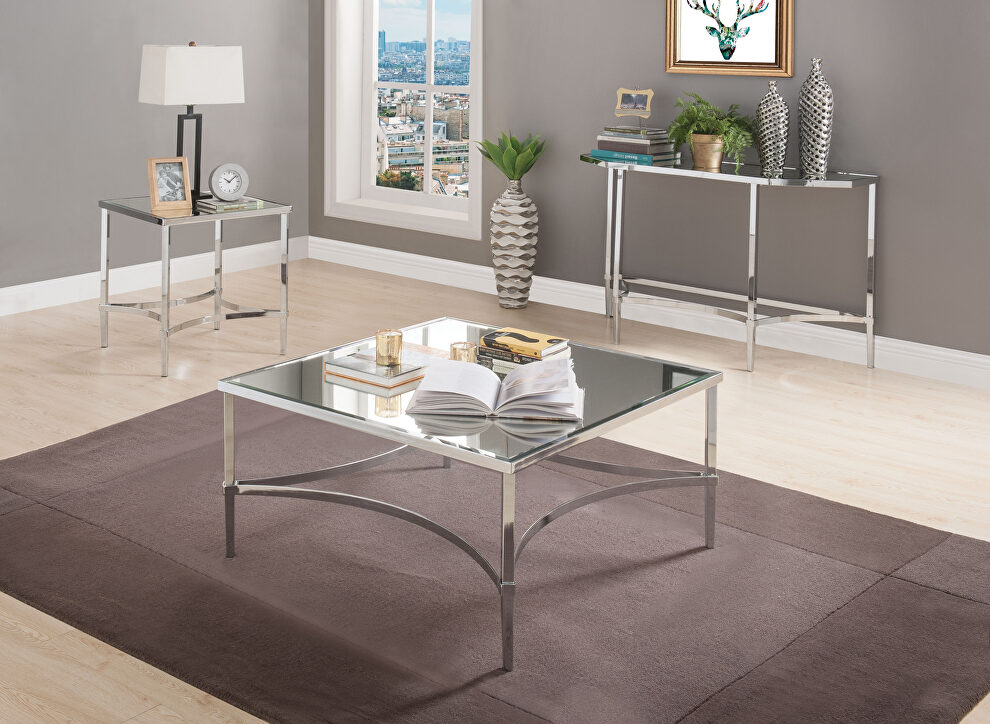 Chrome finish & mirror coffee table by Acme