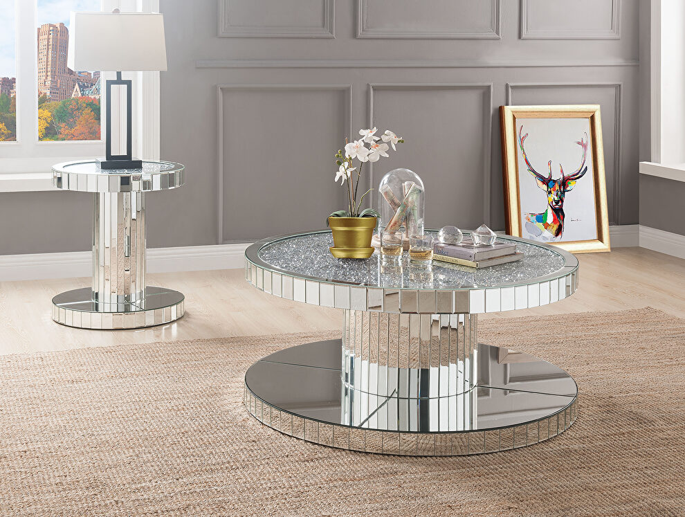 Mirrored & faux stones coffee table by Acme
