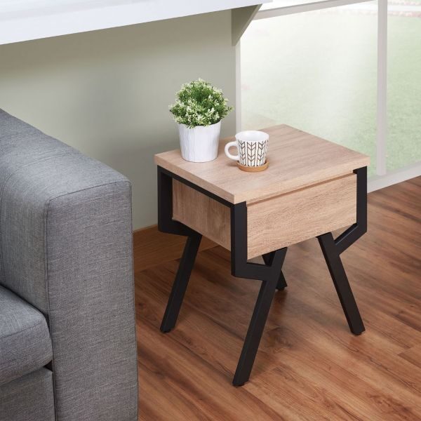 Rustic natural & black end table by Acme