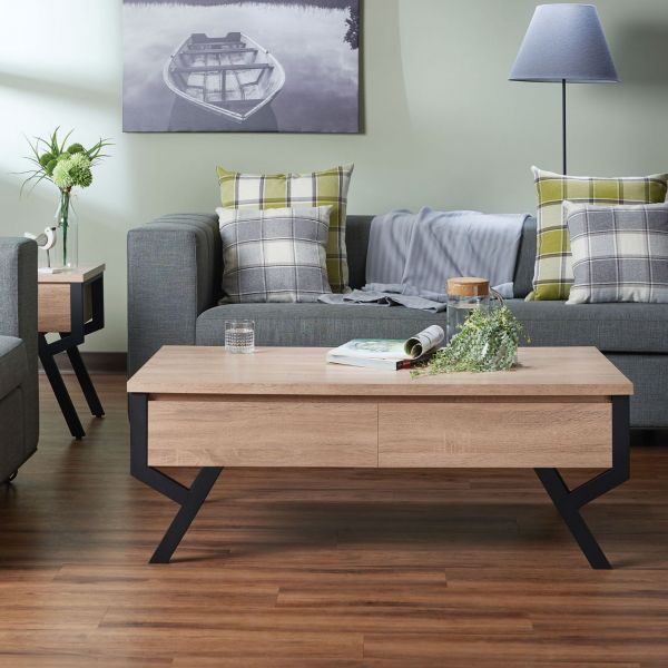 Rustic natural & black coffee table by Acme