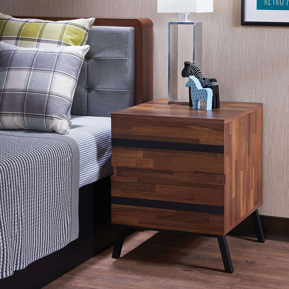 Walnut & black nightstand/end table by Acme