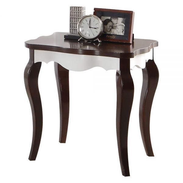 Walnut & white end table by Acme