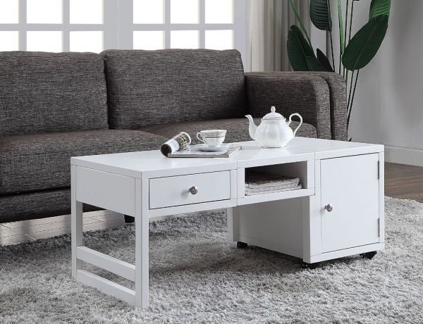 White convertible coffee table by Acme