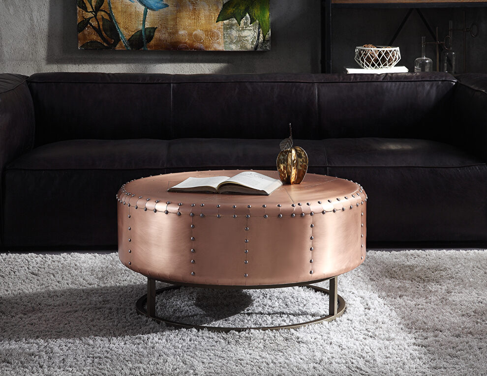 Rose gold aluminum coffee table by Acme