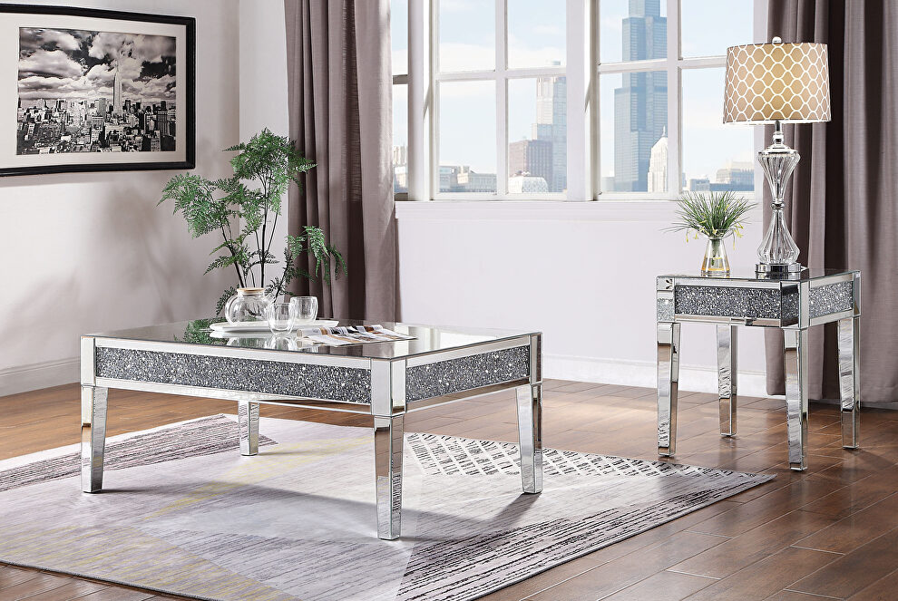 Mirrored & faux diamonds coffee table by Acme